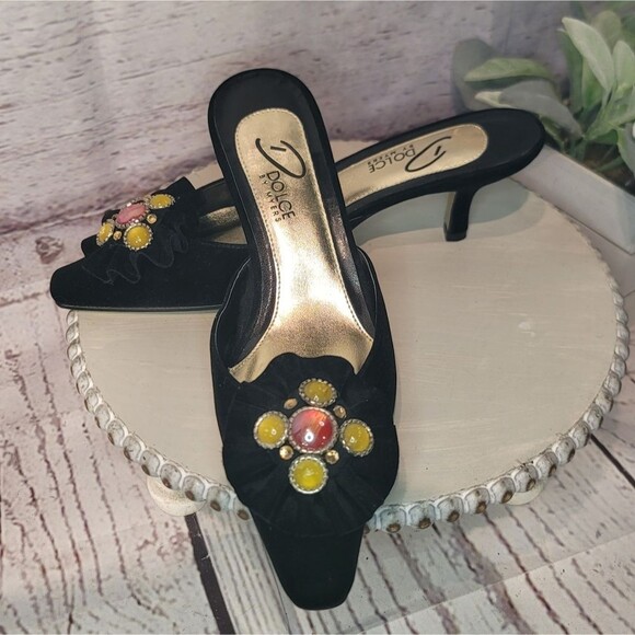 NEW-Dolce By Myers Sylvie Black Embellished Women's Mule Slip-on Shoes Size 7.5M